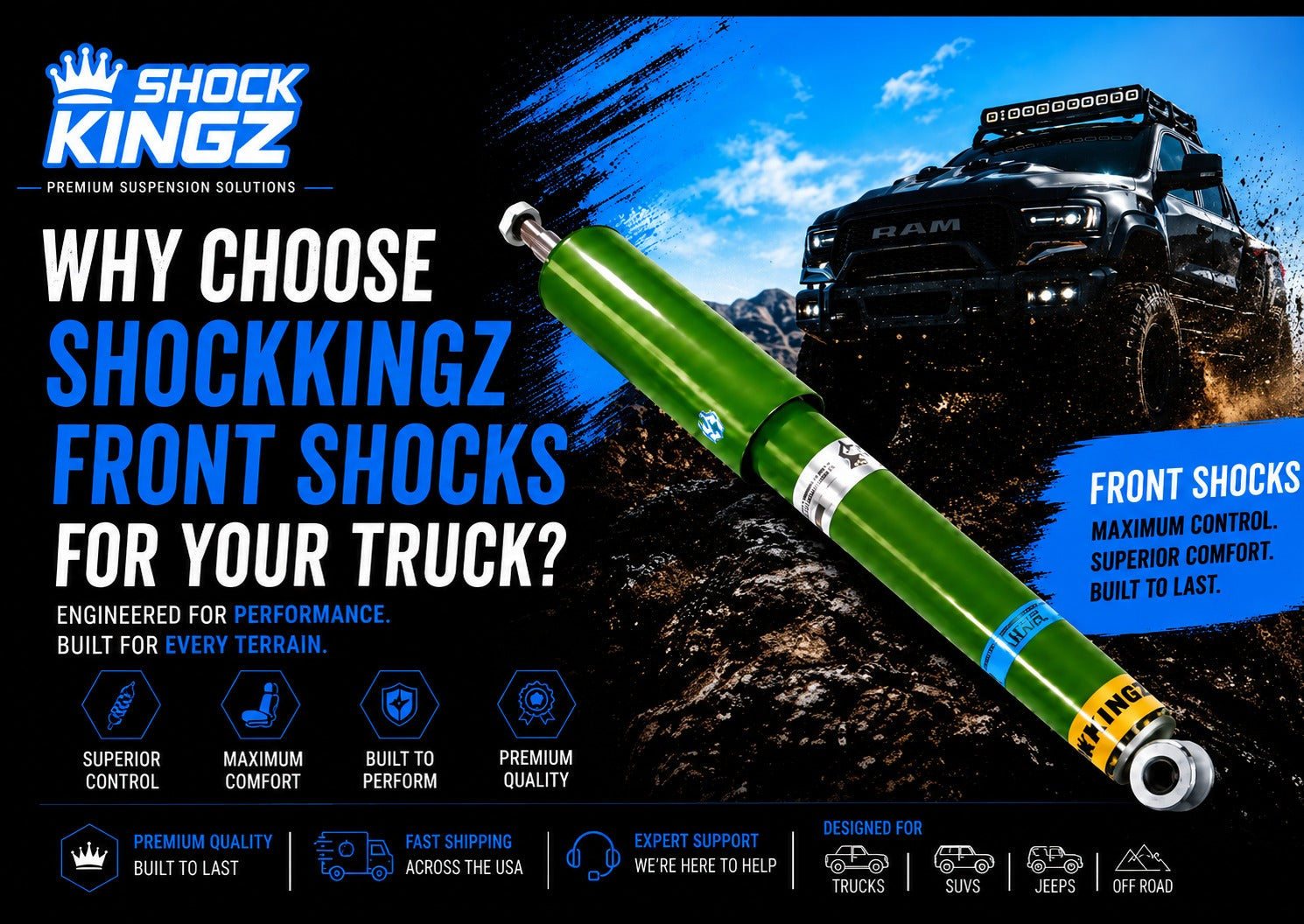 Why Choose ShockKingz Front Shocks for Your Truck?