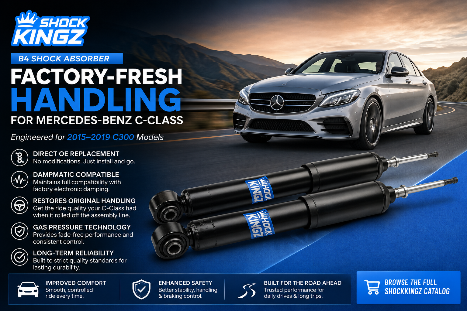 Factory-Fresh Handling with ShockKingz B4 Shocks for Mercedes-Benz C-Class